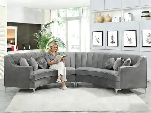Miniatura 28 de Legend Vansen L - Sofá de terciopelo semicírculo de 141.34 pulgadas, sofá modular curvado de gran tamaño para sala de estar, oficina, apartamento