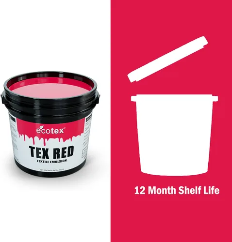 Miniatura 4 de Emulsión Ecotex® Tex-Red Serigrafía (Pinta - 16 oz.) Emulsión fotográfica presensibilizada para pantallas de seda y tela - para tintas de plastisol
