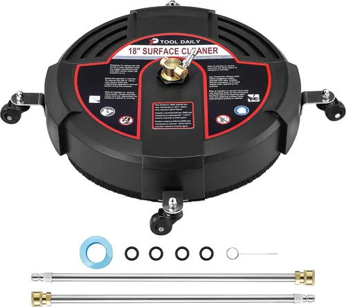 Miniatura 10 de Tool Daily Limpiador de superficie de lavadora a presión de 14 pulgadas, accesorio de lavadora de acero inoxidable con 4 ruedas, 2 varitas