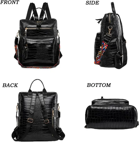 Miniatura 3 de Mochila de cuero antirrobo para mujer, bolsa de hombro ligera e impermeable, 4-negro, Mochilas tipo mochila
