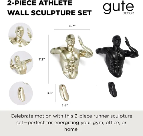 Miniatura 2 de Corredores de pared, estatuas de atleta, juego de 2 esculturas altas para hombres y mujeres, escultura artística de escalada para pared, decoración