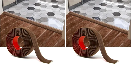 Miniatura 14 de Art3d Tira autoadhesiva de vinilo de 4 pies para transición de piso, tira laminada divisora plana para unir huecos, transición de umbral de Marrón