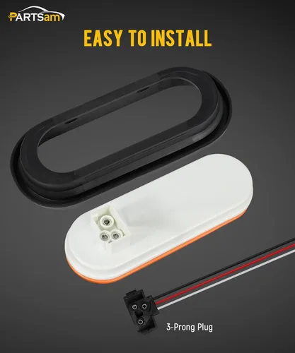 Miniatura 4 de Partsam 2 luces de marcador ámbar de 6.5 pulgadas con luz de giro medio, soporte de goma, 24 LED con lente reflejo, universal, impermeable, 6