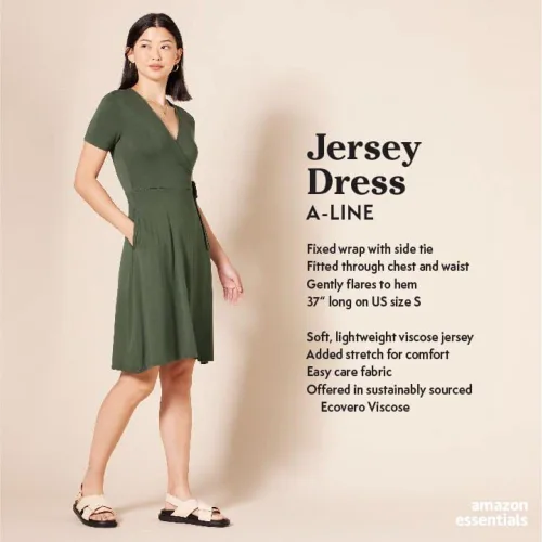 Miniatura 2 de Tienda Essentials - Vestido de manga corta para mujer, estilo cruzado falso