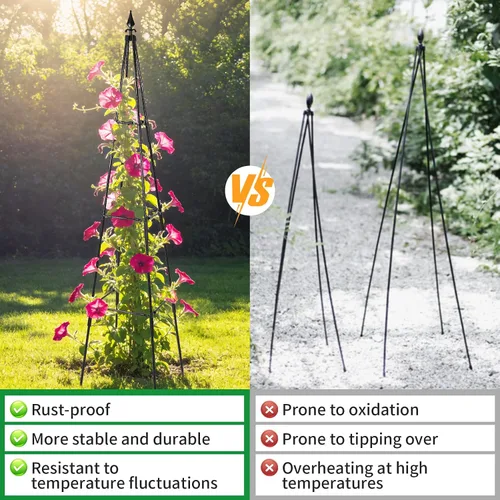 Miniatura 7 de OTOSUNNY Enrejado de jardín para plantas trepadoras al aire libre, 67 pulgadas de alto, enrejado de metal de obelisco para plantas trepadoras