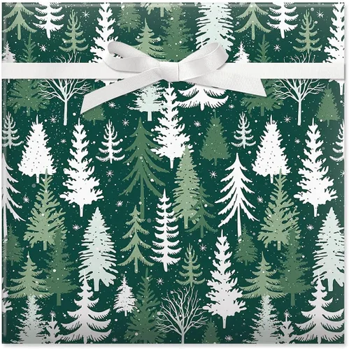 Papel de regalo en rollo navideño de bosque festivo de Current - Rollo de envoltura de regalo jumbo premium de 23 pulgadas x 32 pies, 61 pies Bosque