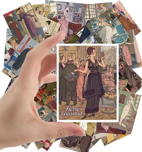 Miniatura 9 de Calcomanías grandes (24 piezas de 2.5 x 3.5 pulgadas), hermosas damas en vestido de seda, retratos victorianos, pintura de museo antiguo, póster