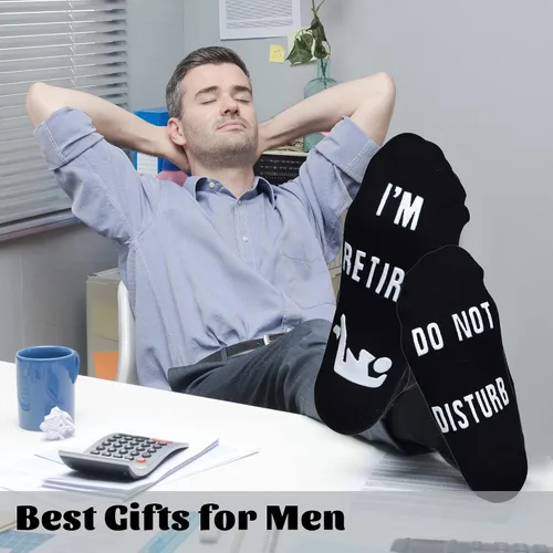 Miniatura 2 de ZXGXLAW Regalos de cumpleaños para papá, hombres, marido, abuelo, mujer, idea del día del padre, Navidad, Do Not Disturb I'm Retired Funny Socks