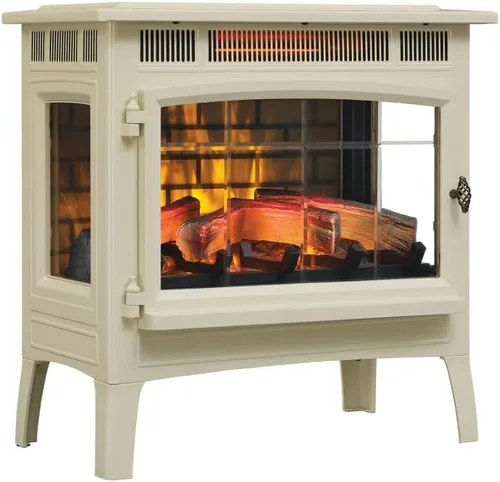 Duraflame - Estufa eléctrica independiente tipo chimenea con efecto de llama 3D para habitación de 1,000 pies cuadrados, color crema