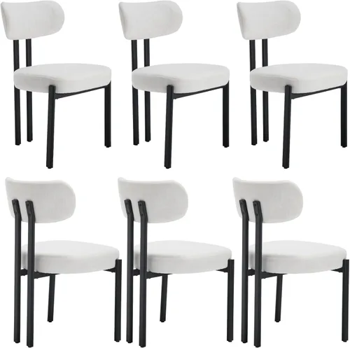Miniatura 12 de Ya-Home Juego de 2 sillas de comedor modernas, sillas de comedor tapizadas de lino con respaldo curvado, patas de metal negro, sillas laterales