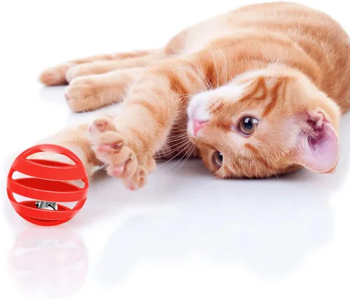 Miniatura 6 de Kasyat 21 bolas de plástico para gatos con campanas, juguetes para gatos, celosía para el interior del gatito, persecución de golpe, juguete