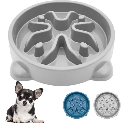 Miniatura 12 de VANNON Paquete de 2 cuencos de alimentación lenta para perros, cuencos antideslizantes y duraderos para cachorros y perros pequeños, sin BPA, 1 taza
