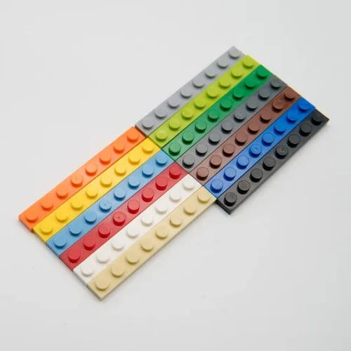 Miniatura 4 de Placas clásicas grises a granel, placas planas de construcción de 100 piezas, compatibles con piezas de Lego: 1x8 gris claro