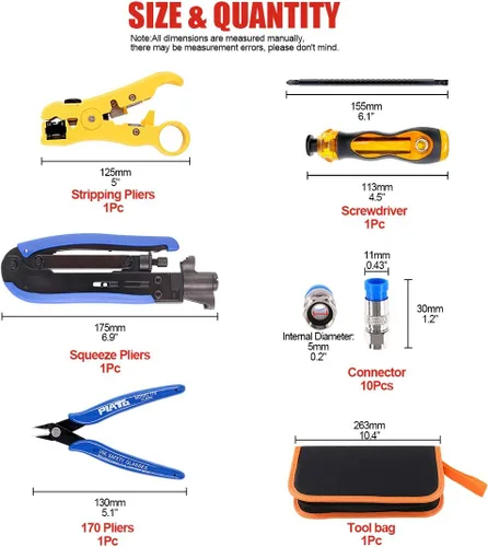 Miniatura 2 de Hilitchi Herramienta de compresión coaxial 5 en 1 con manual de instrucciones (idioma español no garantizado), cable coaxial, pelacables RG6, RG59