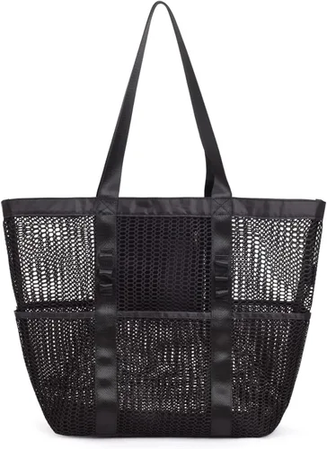 Bolsa de playa - Bolsa tote de malla para vacaciones en la playa, ropa para mujeres, bolsa para piscina para viajes, piscina, crucero familiar,