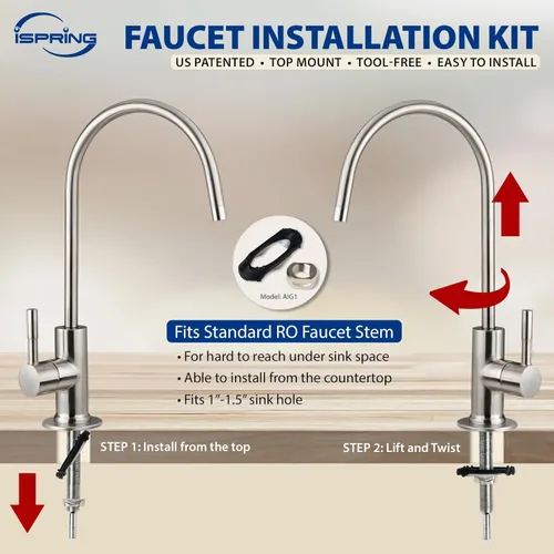 Miniatura 9 de iSpring US31-NC Sistema clásico de filtración de agua debajo del fregadero de 3 etapas para beber, reduce cloro, PFAS, filtro de agua sin tanque