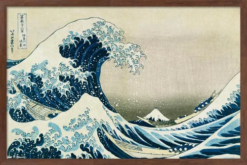 Miniatura 16 de Hokusai - Póster de pared The Great Wave Off Kanagawa, 22.4 pulgadas de largo x 14.7 pulgadas de ancho, versión enmarcada de madera de granero