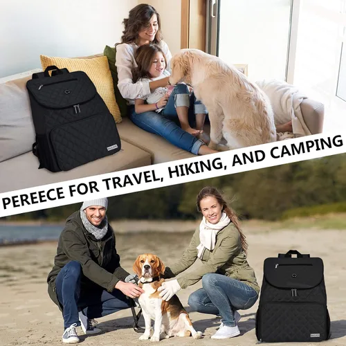 Miniatura 6 de BAGLHER Bolsa de viaje para perros, mochila de suministros para mascotas aprobada por aerolíneas, mochila de viaje para perros con 2 cuencos Negro-b