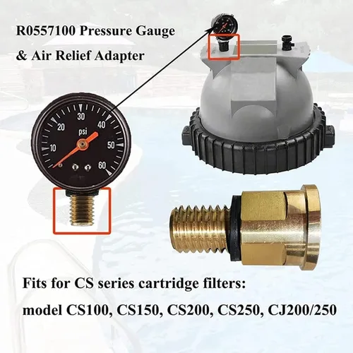 Miniatura 4 de R0557100 Adaptador de manómetro de presión de latón con junta tórica, se adapta a los filtros de cartucho de la serie CS/CJ