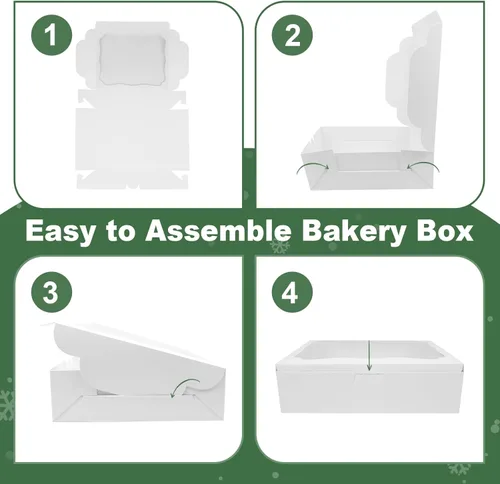 Miniatura 3 de 20 cajas blancas de panadería de 8 x 6 x 2.5 pulgadas, cajas de galletas con ventana, cajas de postre para galletas, pasteles, macarrones, donas