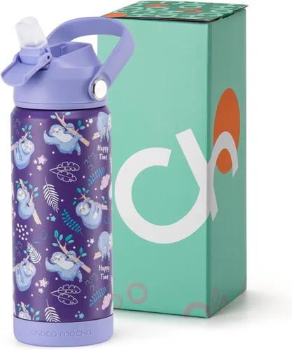 Miniatura 27 de Botella de Agua Choco Mocha para Niños para la Escuela, Botella de Agua Aislada para Niños de Acero Inoxidable para Niños, 14 Oz Camión Monstruo