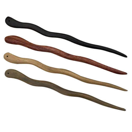 FRCOLOR Palillos de madera para el cabello, 4 piezas de pelo de madera lisa, horquilla china retro palillos para moño y recogido, alfileres vintage