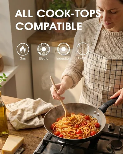Miniatura 8 de Sartén antiadherente de 8 pulgadas, sartén de cerámica, revestimiento de cerámica saludable no tóxico, adecuado para todas las estufas, PTFE PFOA