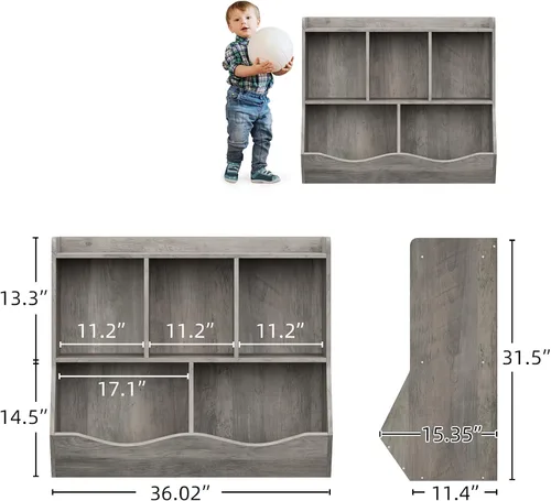Miniatura 3 de IDEALHOUSE Estantería y estantería de juguetes, estante múltiple con armario organizador de cubos para almacenamiento de libros y juguetes