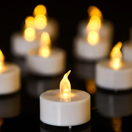 Miniatura 9 de Vela de té, paquete de 150 velas LED sin llama, parpadeantes, color rojo, más de 200 horas, velas de té alimentadas por batería. Ideal para fiestas