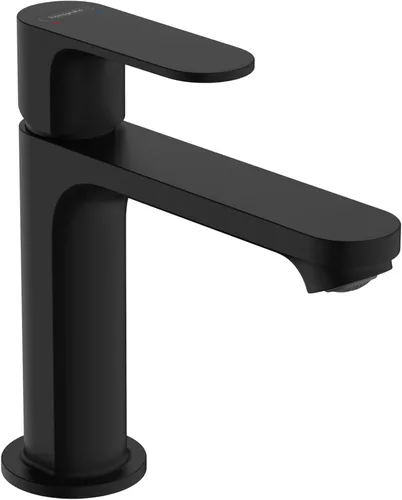 hansgrohe Rebris S 72517671 - Grifo de lavabo de baño con montaje de drenaje desplegable, 1 agujero, 1 agujero, negro mate, 72517671