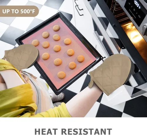 Miniatura 2 de 1 par de guantes cortos para horno, guantes de silicona para horno de cocina, resistentes al calor, 500 ℉, mini guantes para horno con superficies