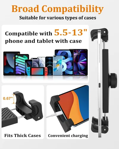 Miniatura 6 de Soporte para tablet debajo del gabinete, soporte para tableta de cocina con base de abrazadera de metal Sdurdy, soporte para tableta de escritorio
