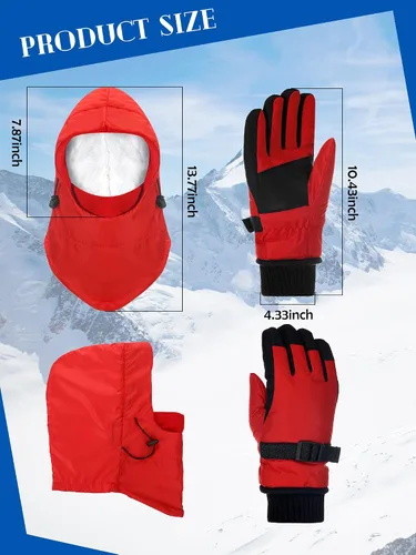 Miniatura 3 de Sombrero de invierno resistente al viento y guantes de esquí y snowboard transpirables con forro de invierno para clima frío unisex pasamontañas