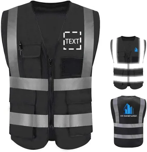 Chaleco de seguridad de alta visibilidad de gran tamaño logotipo personalizado ropa de trabajo protectora 5 bolsillos con tiras reflectantes chaleco