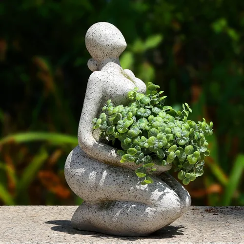 Macetas Grandes para Plantas de Exterior e Interior Maceta de Cara/Cabeza Macetas Únicas para Suculentas Florero con Orificio de Drenaje Nueva Vida