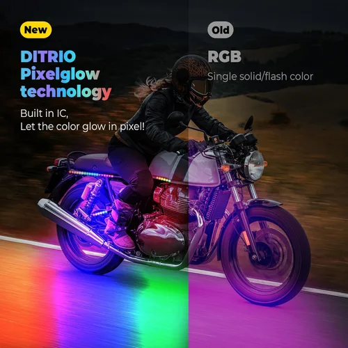Miniatura 7 de Kit de 8 piezas de luces LED para motocicleta con señal de giro de freno, luces RGB para motocicleta con control remoto DITRIO APP/RF, zona dual, 12