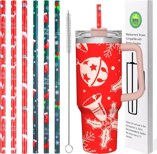 Miniatura 10 de AIERSA Pajitas de metal para repuesto de vaso de 40 onzas, popote de acero inoxidable reutilizable de 12 pulgadas compatible con Stanley Cup, 6