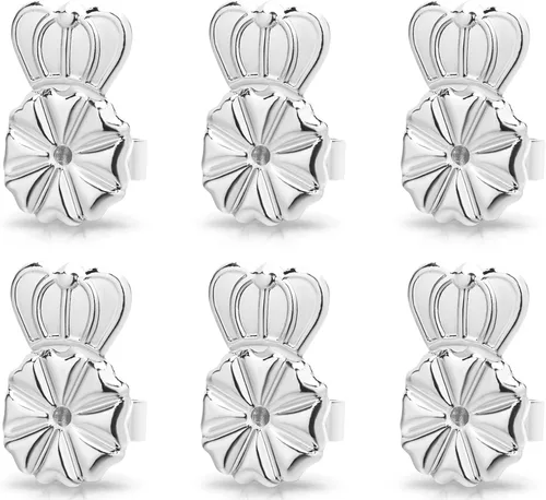 Miniatura 11 de Paquete de 3 levantadores de aretes caídos, ajustables de 0.394 pulgadas, chapado en oro de 18 quilates, hipoalergénico, seguro Oro blanco