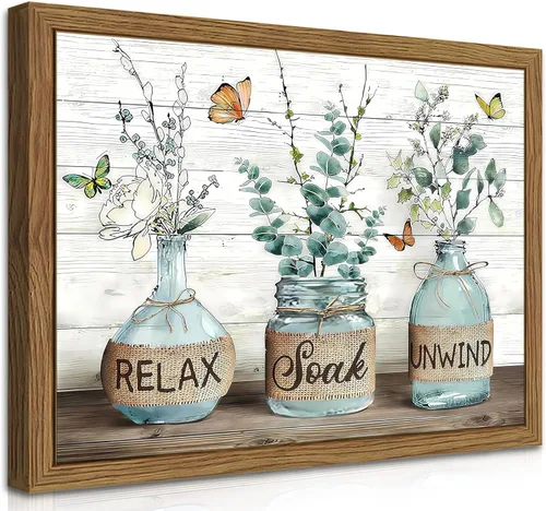 Miniatura 13 de Decoración de Pared de Baño de Granja, Lienzo de Algodón Rústico Enmarcado, Pintura de Decoración de Pared, Carteles Modernos de Arte de País