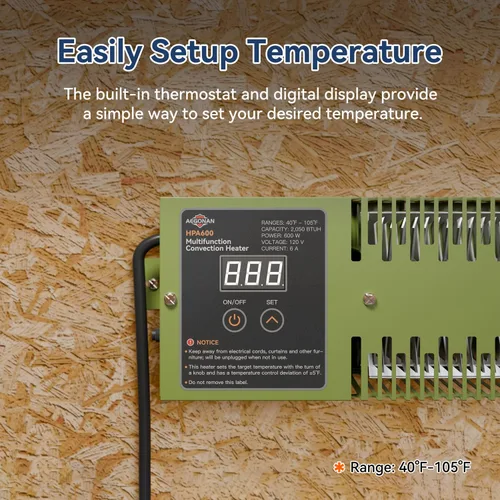Miniatura 3 de Calentador utilitario con termostato integrado, bomba eléctrica de 600 W, calentador de casa de 120 V, calentador de convección multifunción HPA600