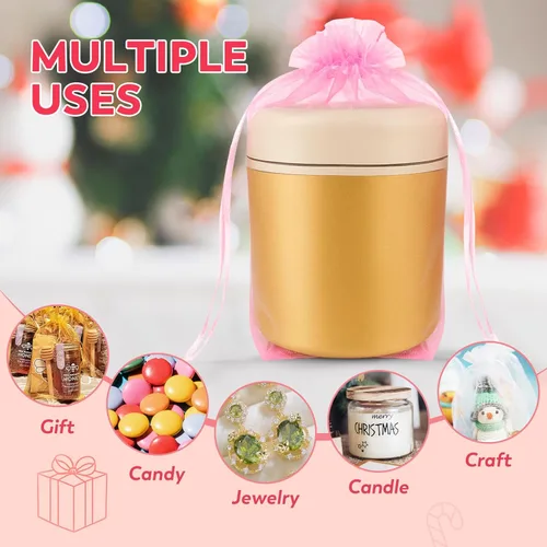 Miniatura 5 de Crweety 50 bolsas de organza blanca de 6 x 9 pulgadas, bolsas de regalo de malla grandes con cordón, bolsas de joyería, bolsa de malla con cordón