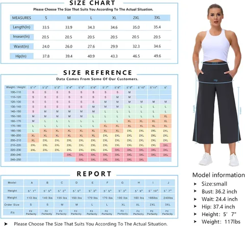 Miniatura 6 de THE GYM PEOPLE Bootleg - Pantalones capri de yoga para mujer, control de abdomen, cintura alta, pantalones cortos acampanados con bolsillos