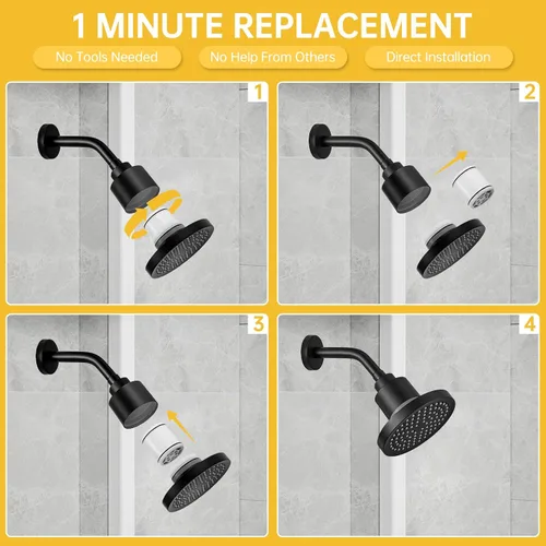 Miniatura 7 de BESy Filtro de ducha de repuesto, filtro de agua de ducha multietapa, filtro de cabezal de ducha revitalizante de alto rendimiento, reduce