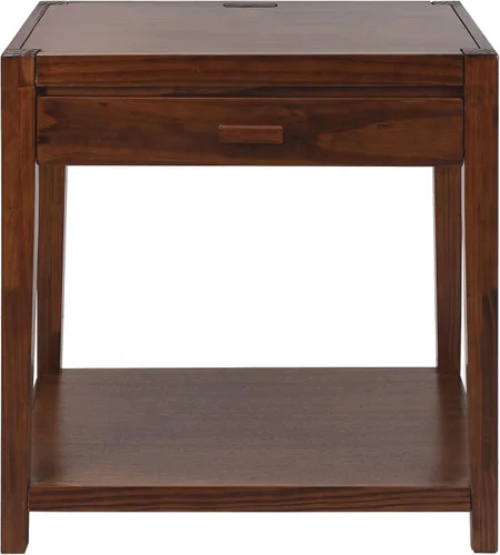 Miniatura 7 de Casual Home Notre Dame - Mesita de noche con puertos USB, color marrón cálido, 18.75 pulgadas x 24 pulgadas x 26 pulgadas