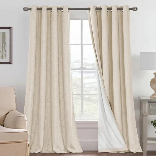 Miniatura 234 de H.VERSAILTEX Cortinas opacas de lino de 72 pulgadas de largo, 100% absolutamente opacas, con aislamiento térmico, con textura de lino, cortinas