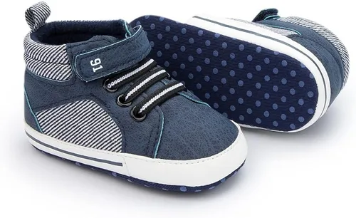 Meckior Zapatos deportivos de tobillo para bebés y niñas pequeños, suela antideslizante suave, piel sintética, mocasines para bebés recién nacidos,