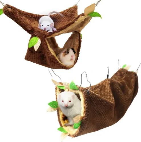 Miniatura 9 de LEFTSTARER Hamaca para rata de hurón – Túnel de conejillo de indias escondite jaula, juguete para hámster Sugar Glider Chinchilla