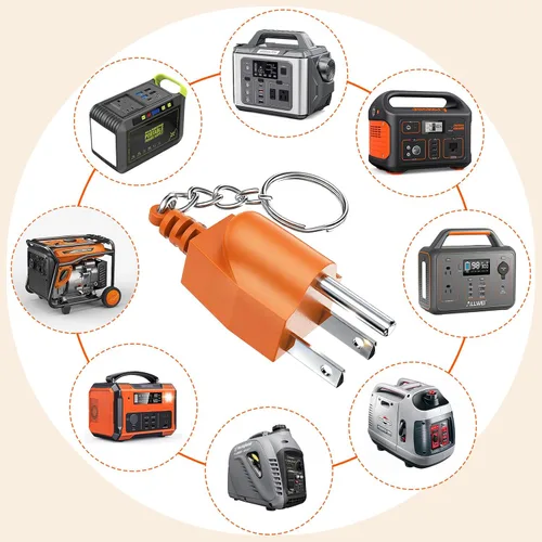 Miniatura 5 de Enchufe de conexión a tierra para generador con llavero – Adaptador portátil de unión a tierra neutra (NEMA 5-15P a 5-15R/TT-30R) para generadores