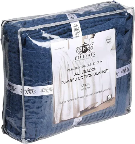 Miniatura 4 de HILLFAIR Manta de Algodón 100% Peinado– Mantas de Cama Tamaño Twin– Mantas Cálidas Suaves para Todas las Estaciones Transpirables Ligeras de Verano