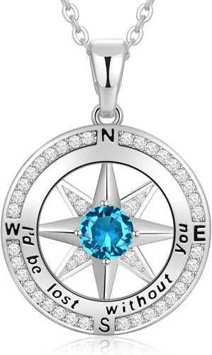 Miniatura 22 de Peeshow Collar para mujer, brújula, piedra natal, joyería de cumpleaños, aniversario, ideas para su novia, regalo romántico de amor en Navidad, día
